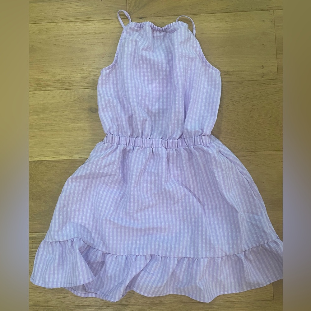 H&M girls lavender dress with ruffle and back cut out size 10 EUC